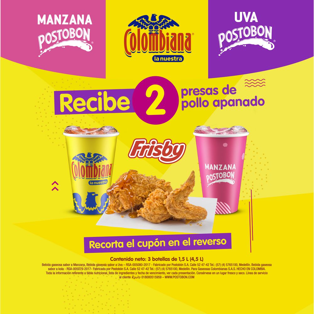Pack Gaseosa POSTOBON Manzana + Colombiana+ Uva (4500  ml) img #2