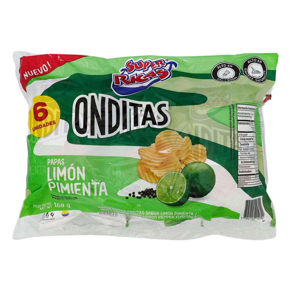 Papas SUPER RICAS FRITAS ONDITAS LIMON (168  gr) img #1