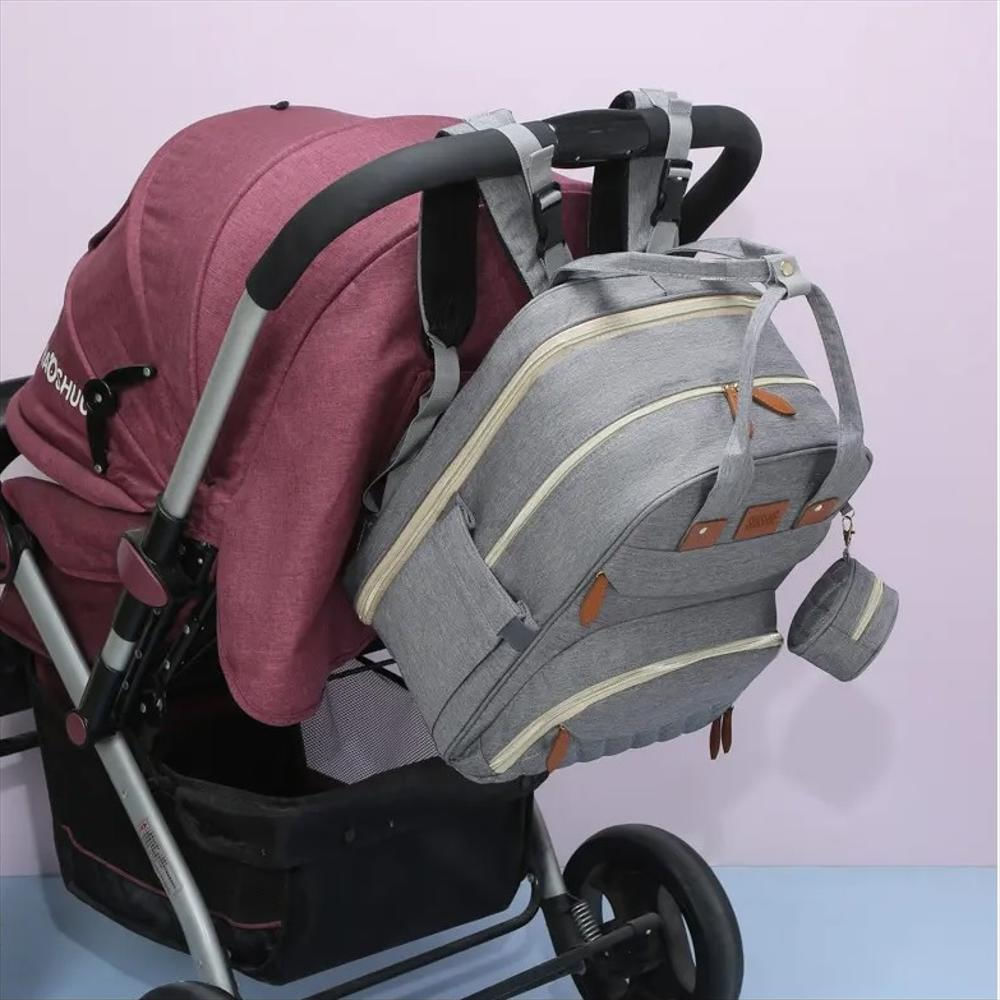 Pañalera Bebé Azul Con Cama Cuna Portatil Cambiador Puerto Usb img #4