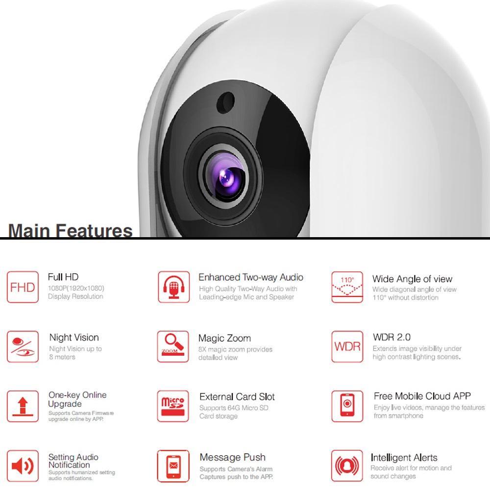 Cámara Seguridad Wifi Fhd Foscam R2 Interior Robotica Zoom img #3