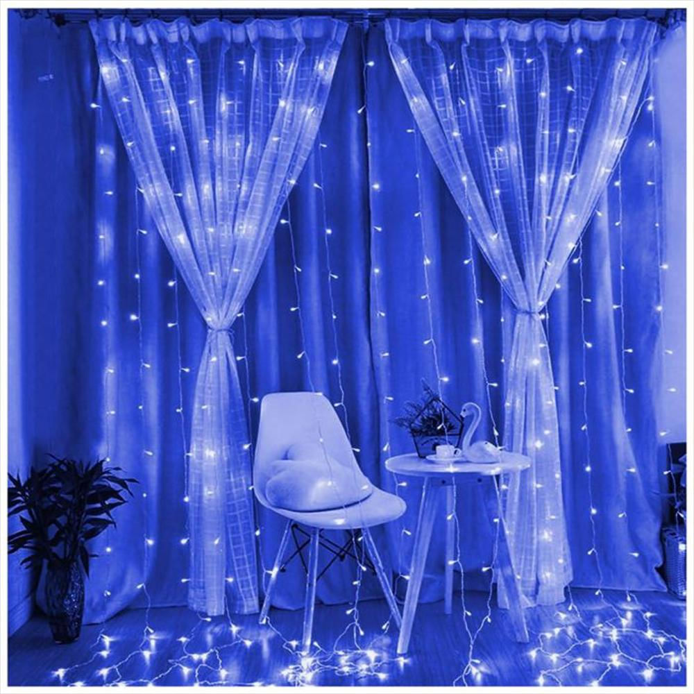 Cortina De Luces De Navidad Decorativas Para Interiores Azules 3X2 img #1