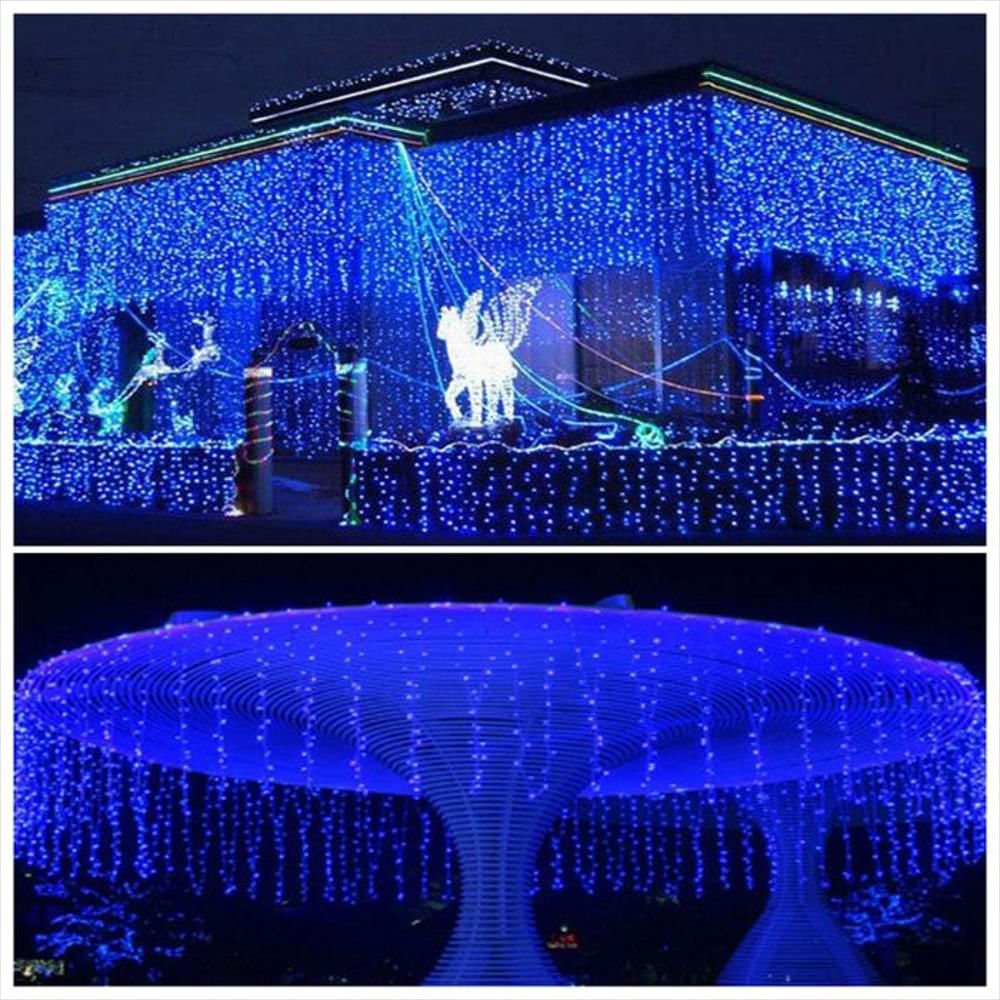 Cortina De Luces De Navidad Decorativas Para Exteriores Azules 6X3 img #1