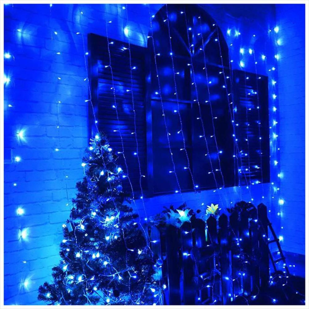 Cortina De Luces De Navidad Decorativas Para Exteriores Azules 6X3 img #2