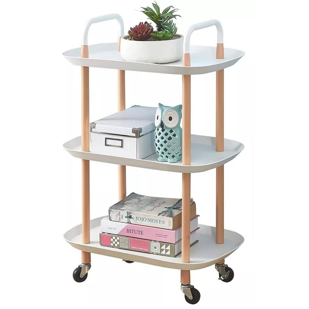 Carrito Rectangular Organizador 3 Niveles Multiuso Portatil Madera img #1