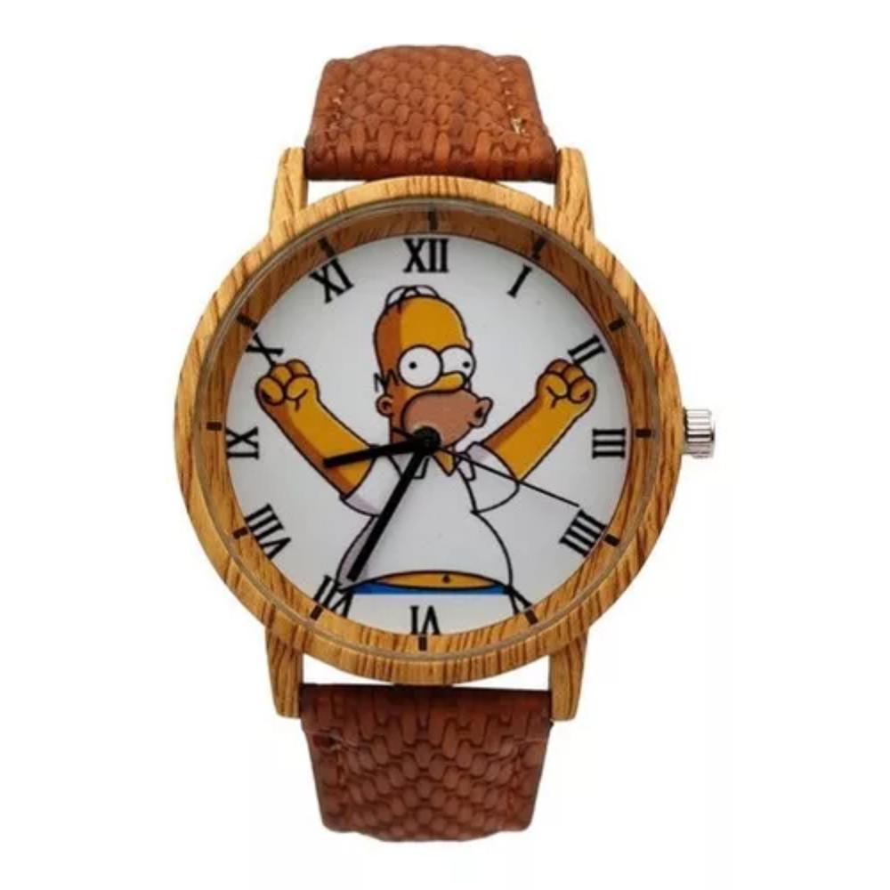 Reloj Homero Simpson Tono Madera + Estuche Color De La Correa:Marron/Caramelo img #1