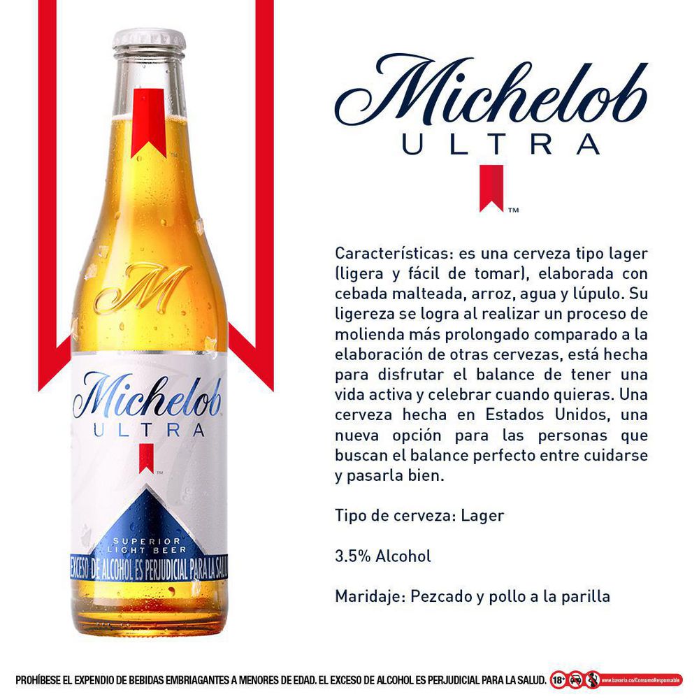 Cerveza MICHELOB ULTRA superior botella x6und (2130  ml) img #2