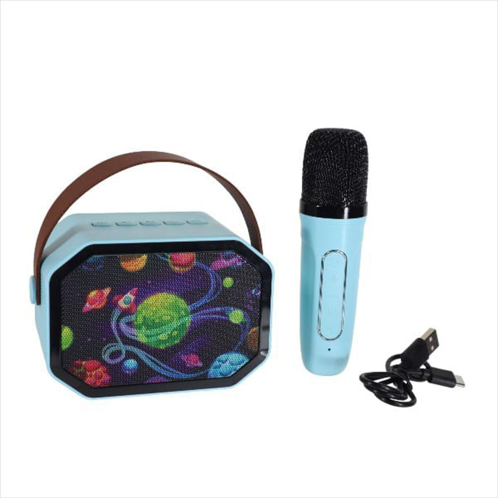 Parlante K9 Micrófono Niños Espacio Azul Bluetooth Luz Led img #1