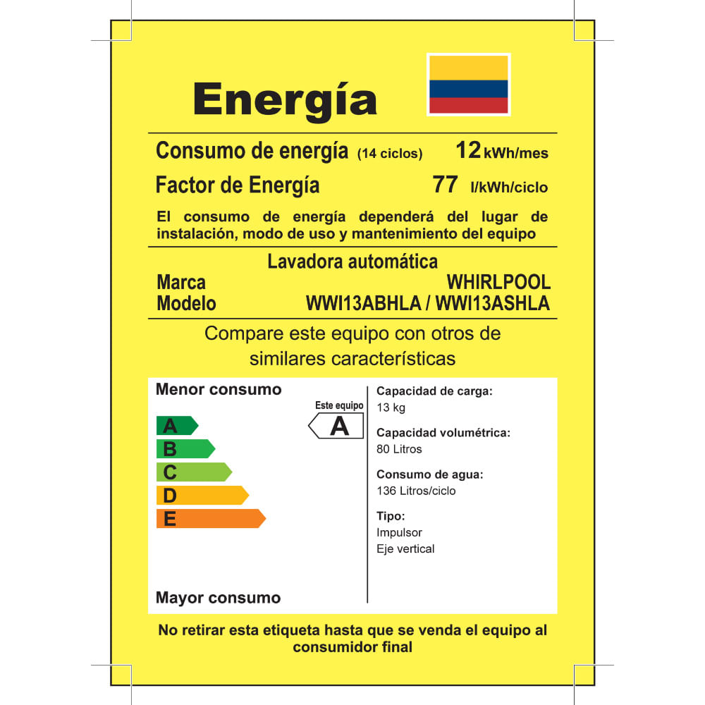 Lavadora Whirlpool Impeller 29 LB Blanca WWI13ABHLA img #4