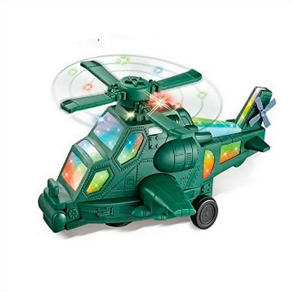 Robot Helicoptero Militar Luces Sonido Movimiento + Bateria Verde img #2