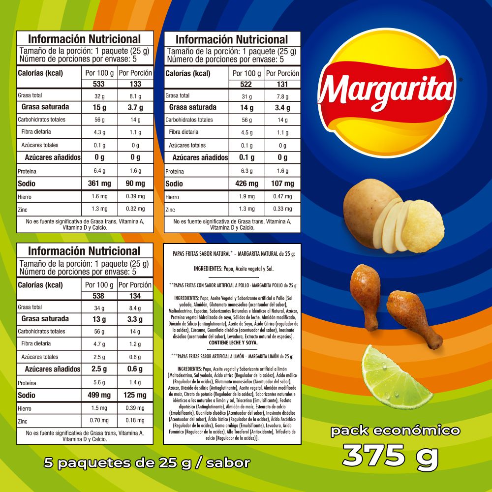 Papas MARGARITA Surtidas x15und 25gr (375  gr) img #3