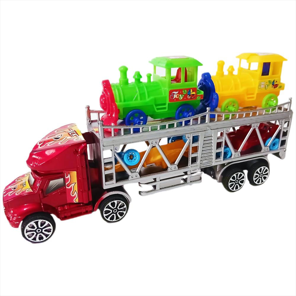 Camión Grúa X2 Trenes X2 Carros Formula 1 Juguetes Para Niño img #1