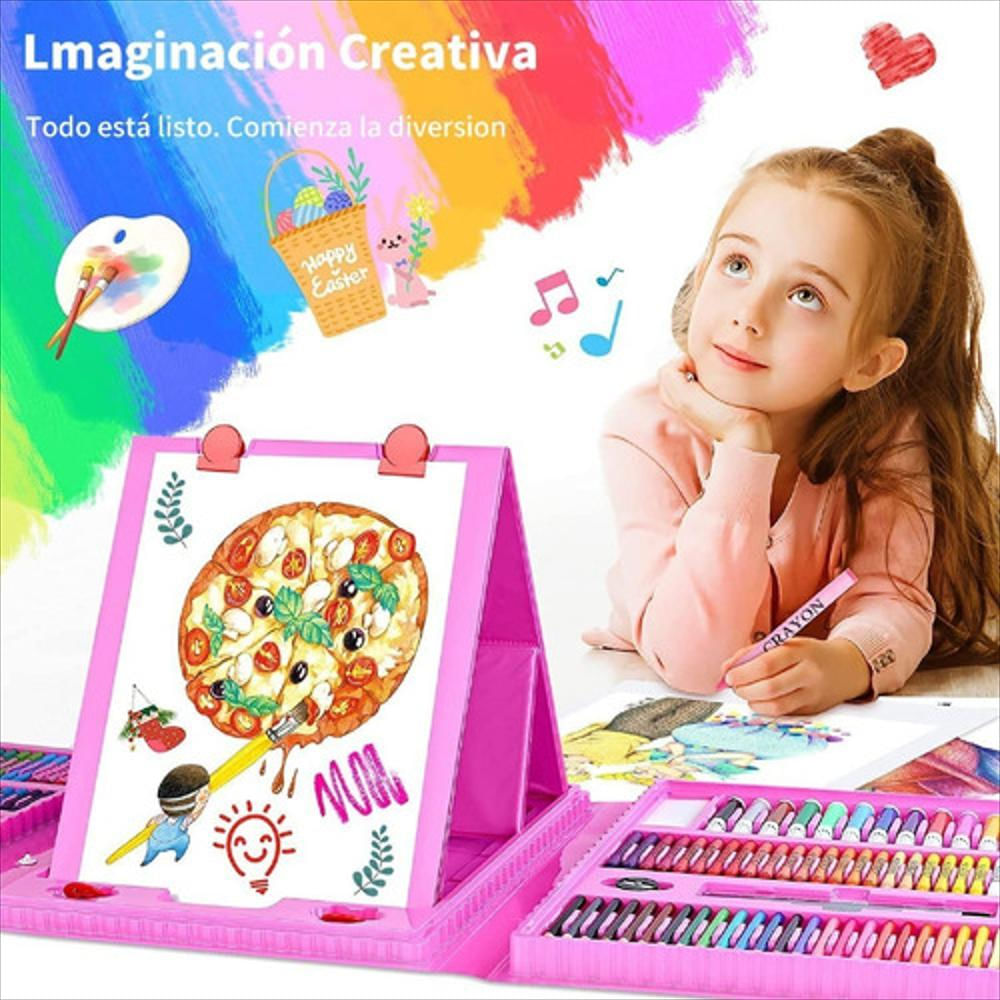 Set Maleta 208 Pzs Arte Niños Caballete Color Crayon Pintura img #2