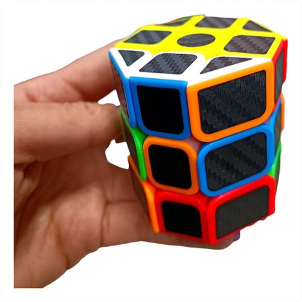 Cubo Rubik Cilindro Spinner Cortado Hexagonal 3X3 Carbono img #2