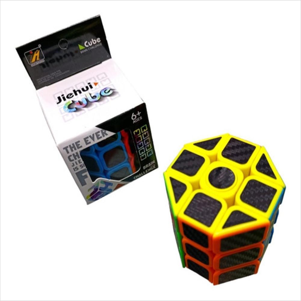 Cubo Rubik Cilindro Spinner Cortado Hexagonal 3X3 Carbono img #3
