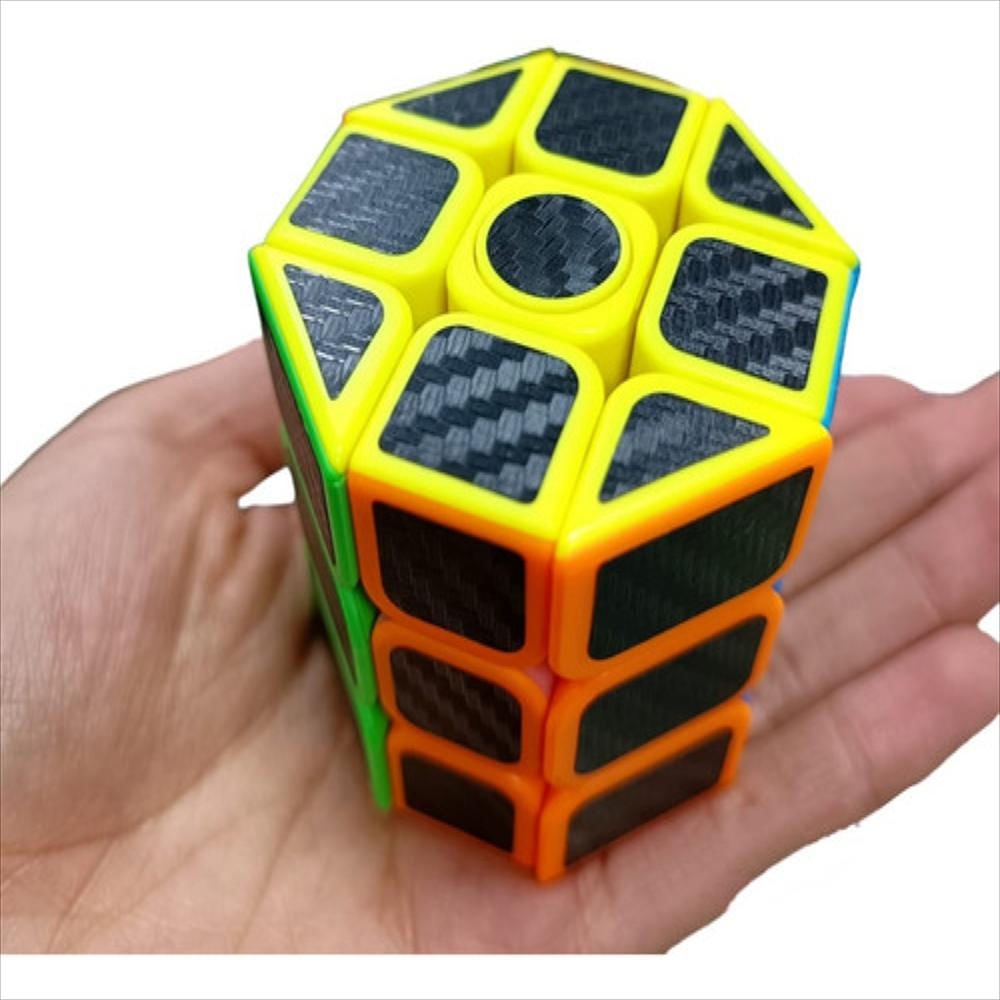 Cubo Rubik Cilindro Spinner Cortado Hexagonal 3X3 Carbono img #4