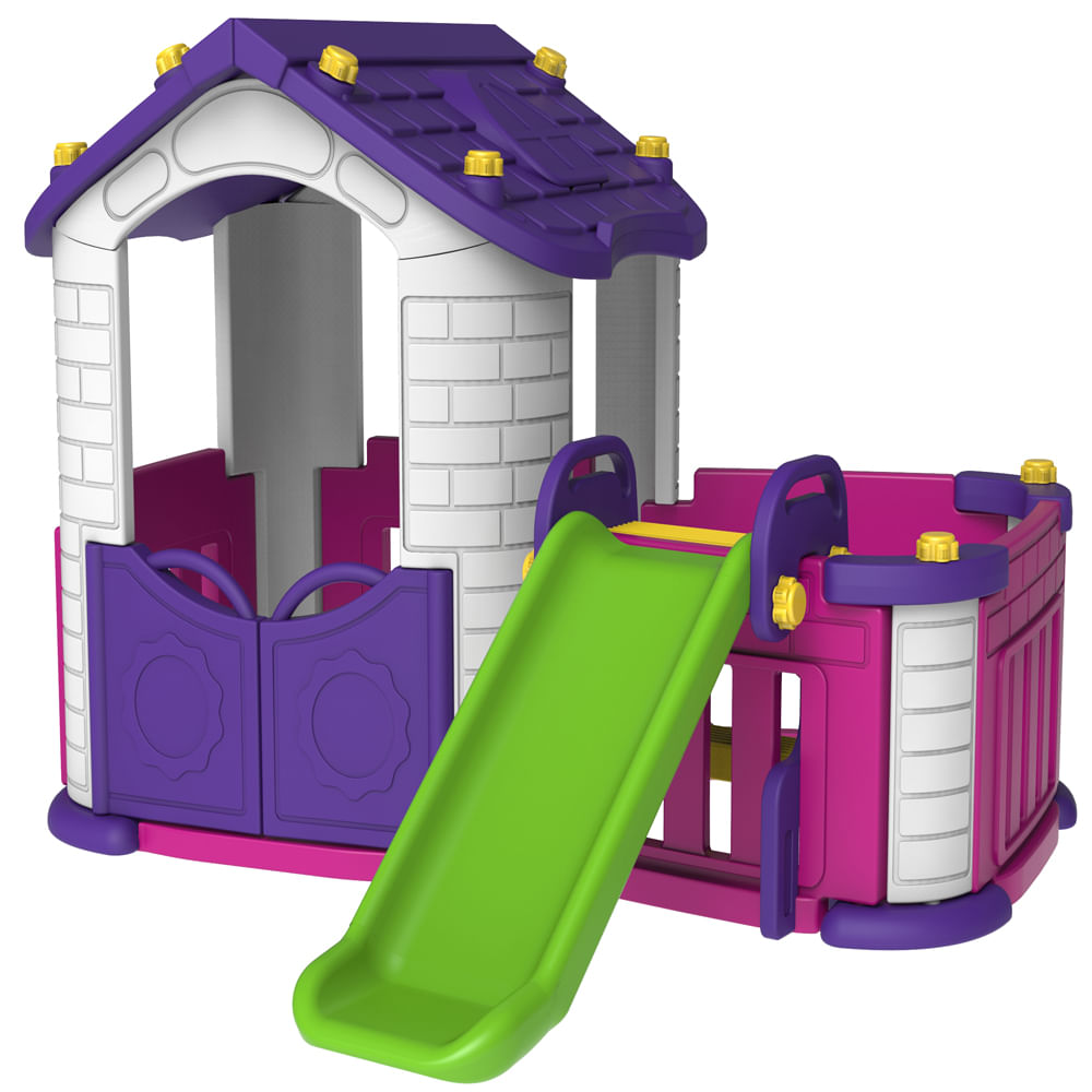 Casita Infantil Grande Morada Con Tobogan img #1