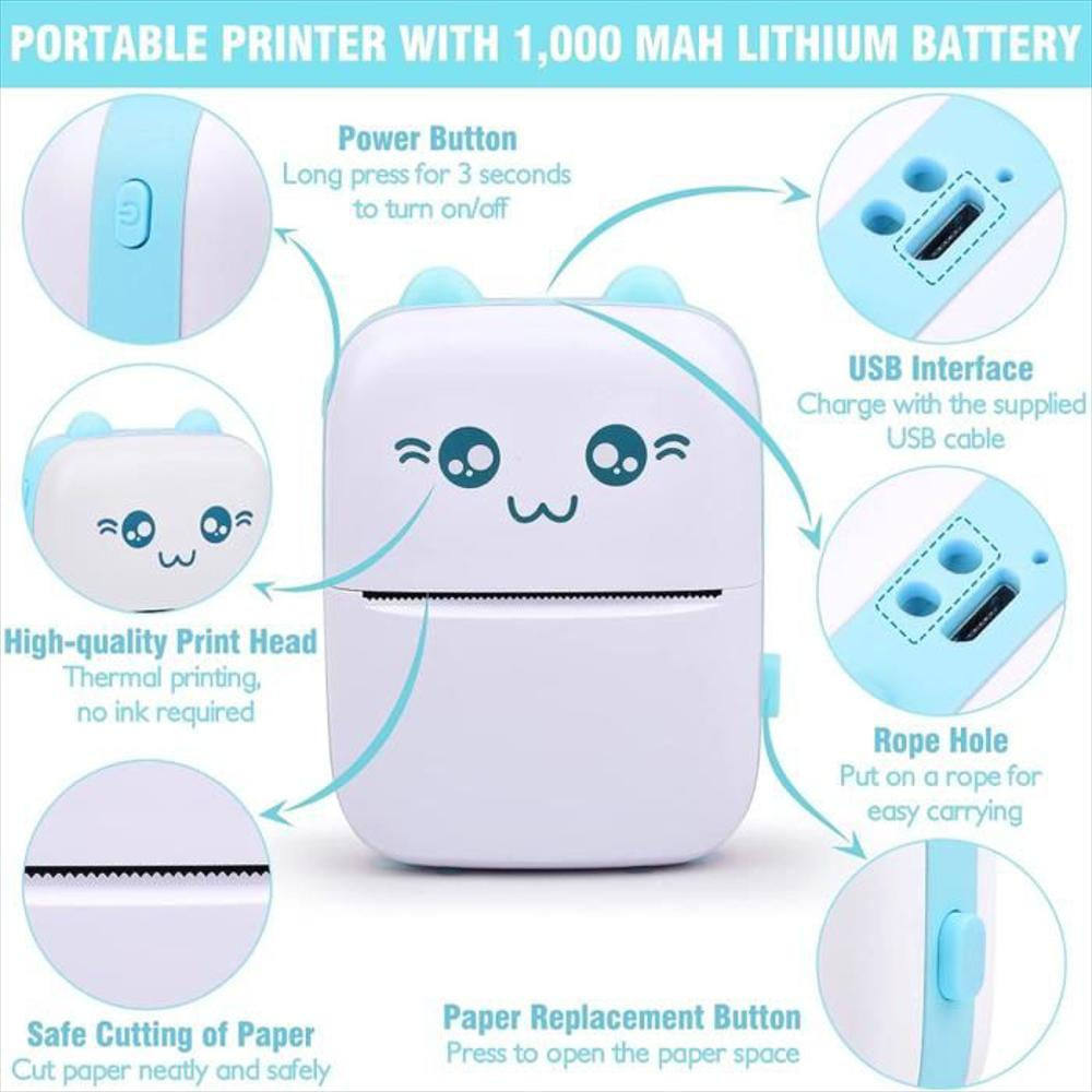 Impresora Para Celular Térmica Portátil Bluetooth 4 Rollos Azul img #4