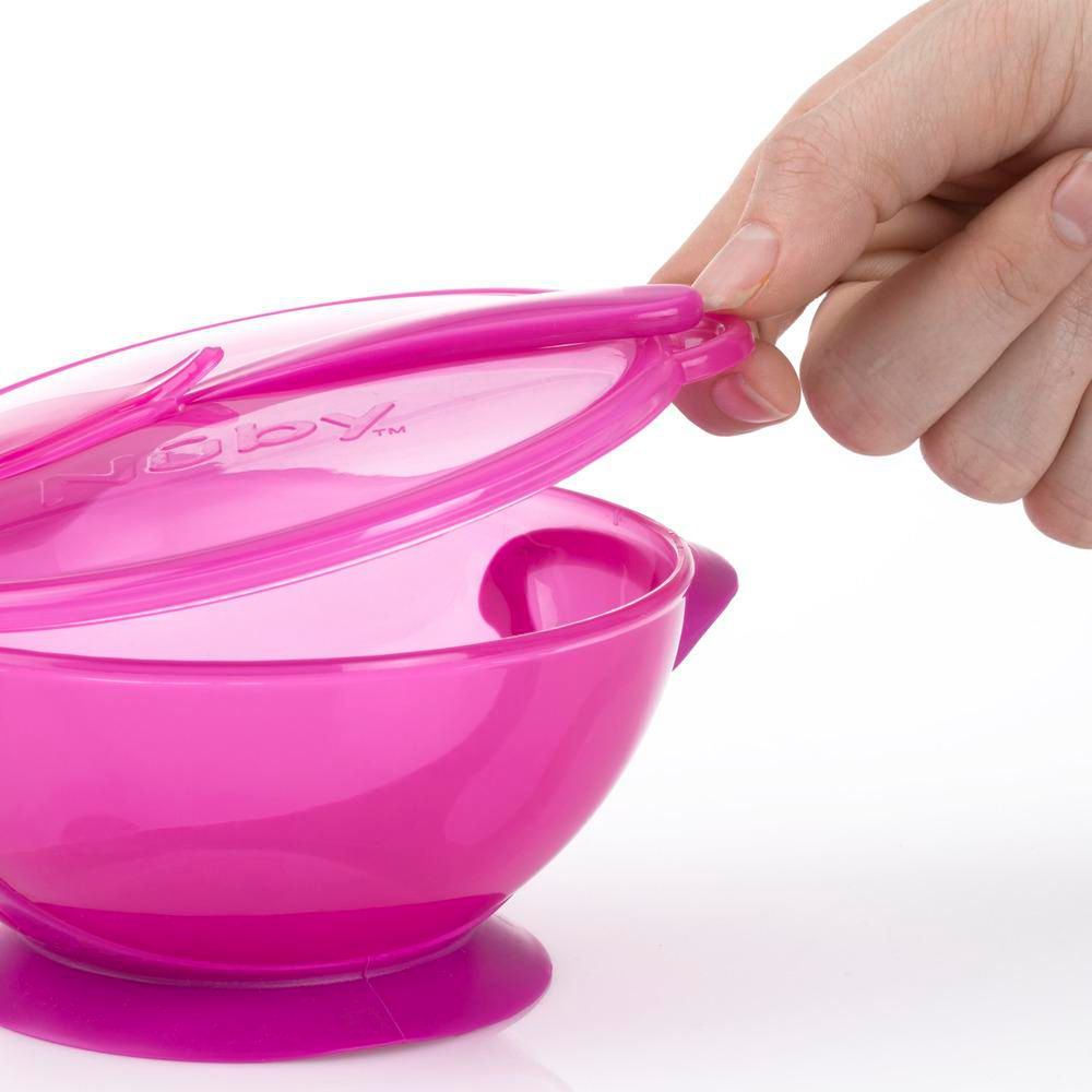Tazon De Succion Con Cuchara Y Tapa Rosa NUBY 5419ROSA img #3