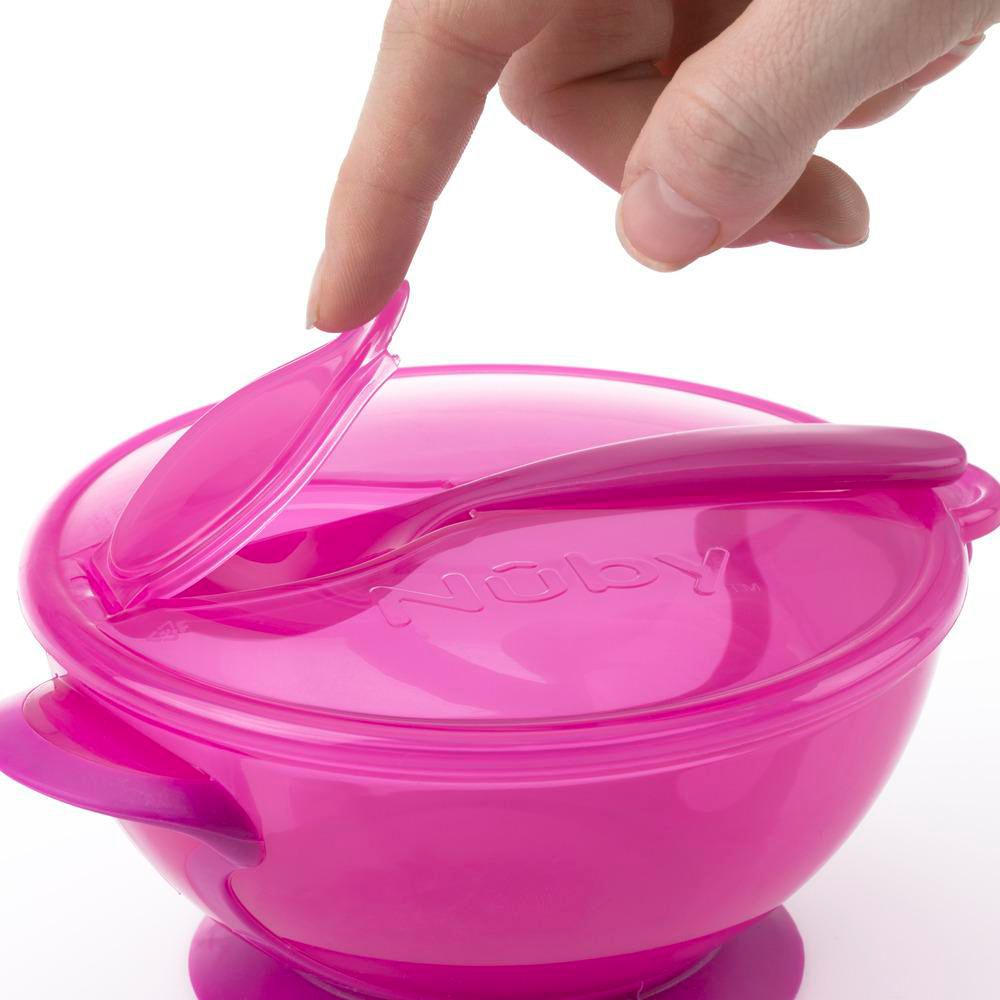 Tazon De Succion Con Cuchara Y Tapa Rosa NUBY 5419ROSA img #4