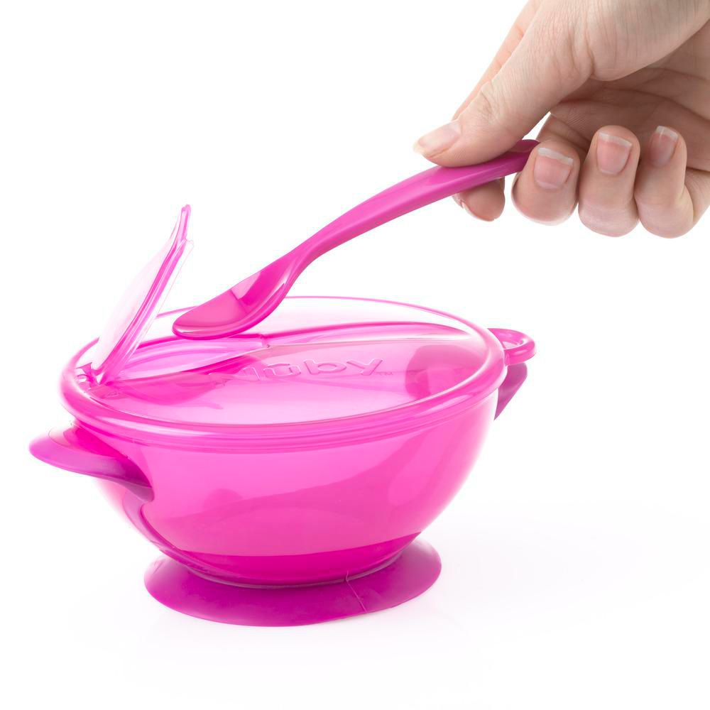 Tazon De Succion Con Cuchara Y Tapa Rosa NUBY 5419ROSA img #5