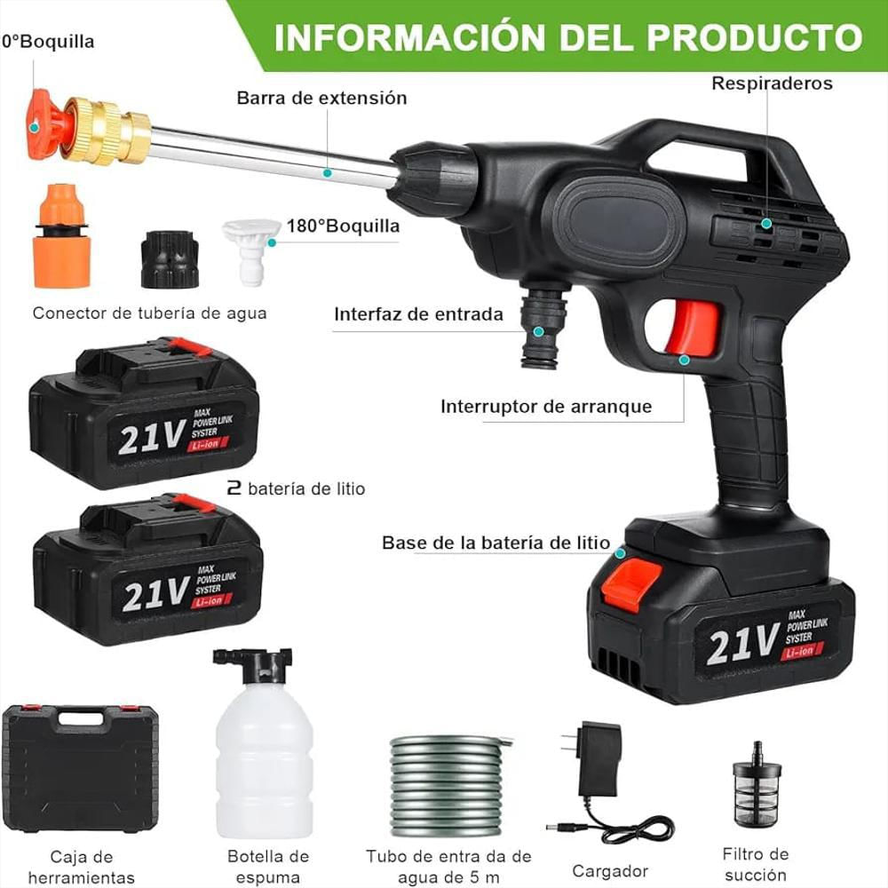 Kit Hidrolavadora Original Inalámbrica Portátil Recargable Y Maletin img #3