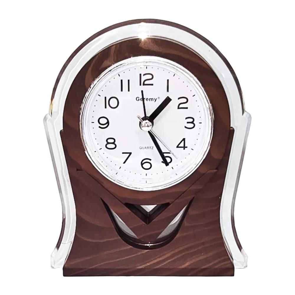 Reloj De Mesa Tono Madera Alarma + Bateria Decoracion img #1