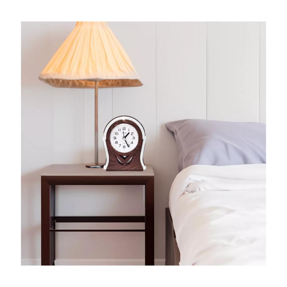 Reloj De Mesa Tono Madera Alarma + Bateria Decoracion img #4