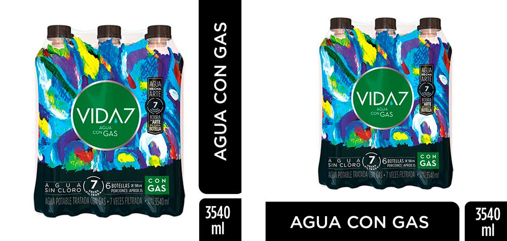 Agua con gas VIDA7 potable tratada (3540  ml) img #1