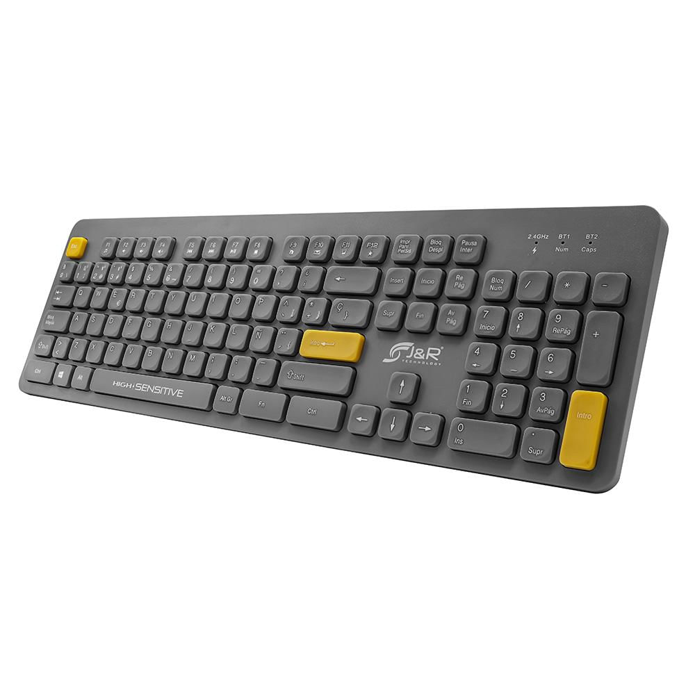 Teclado Inalambrico Dual Bluetooth + 2.4Ghz Gris Elegante img #1