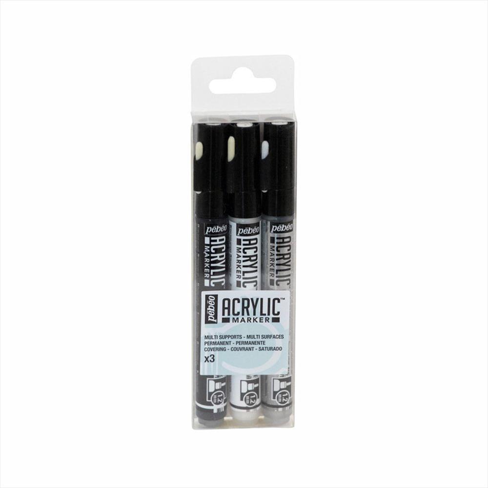 Set Marcador Acrylic 1.2 Mm X 3 Ud Bco/Negro/Plata img #1