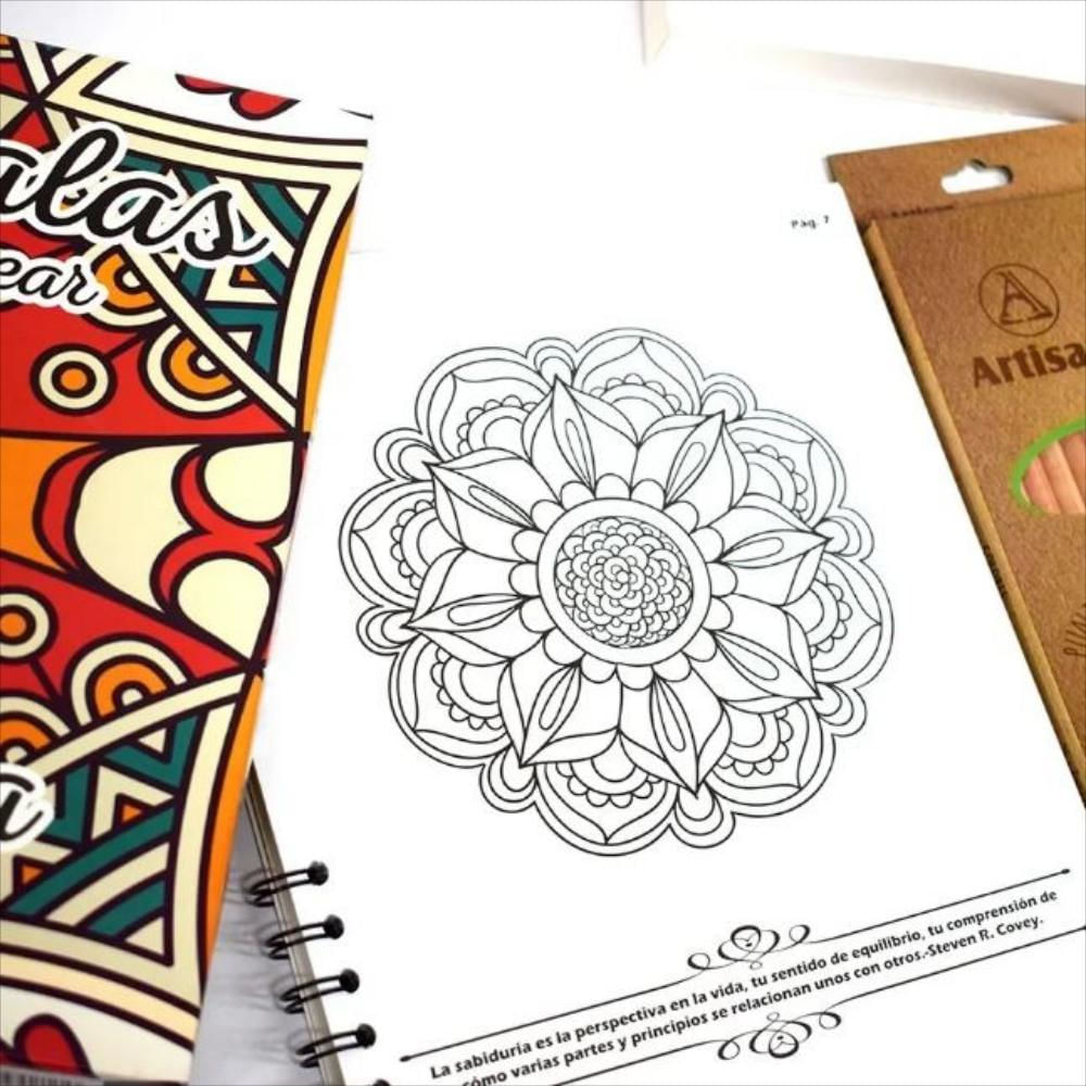Kit Libro De Mandalas Para Colorear Artisan Vol. 1 + Colores img #2