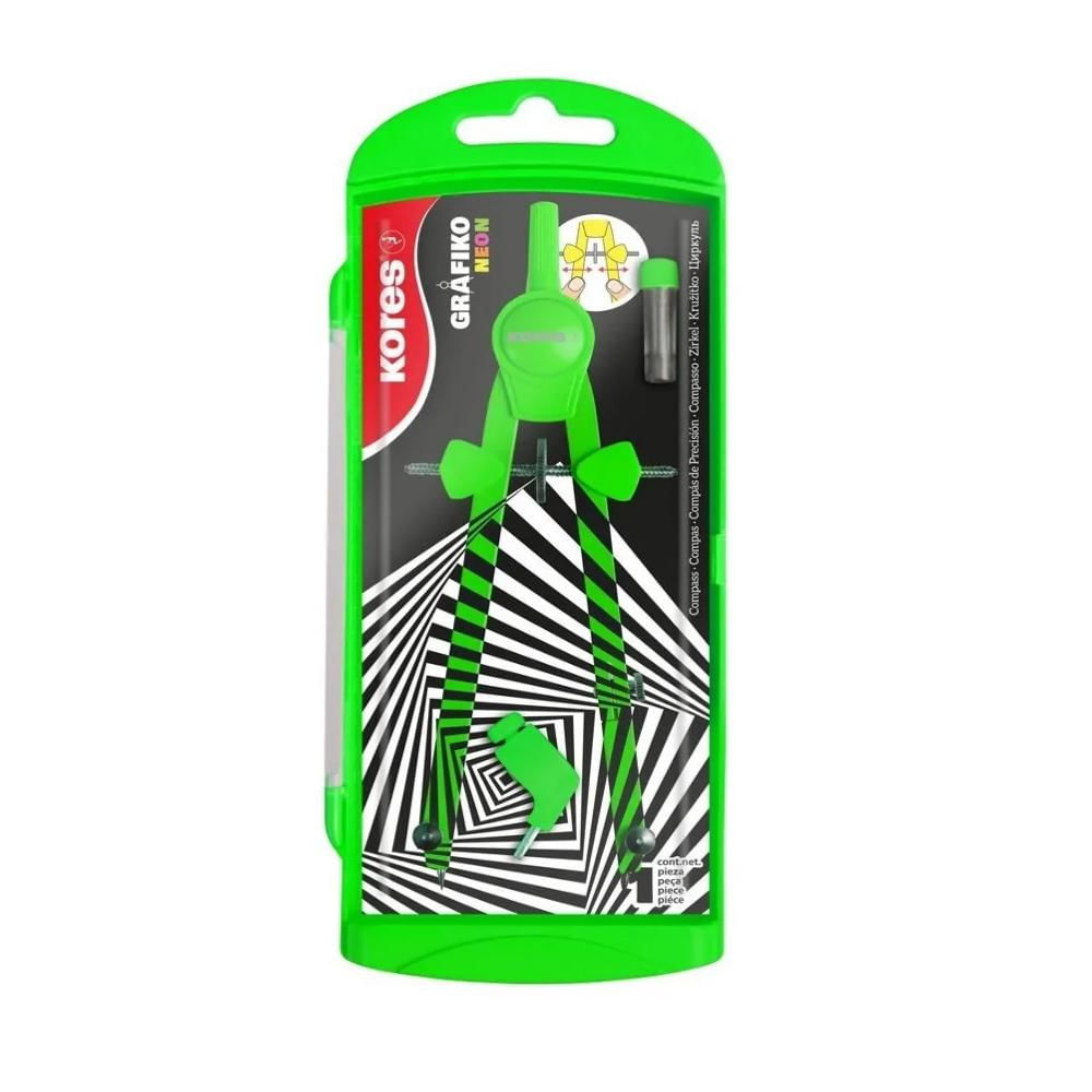 Compas De Precisión Metálico Grafiko Kores Verde Neón img #1