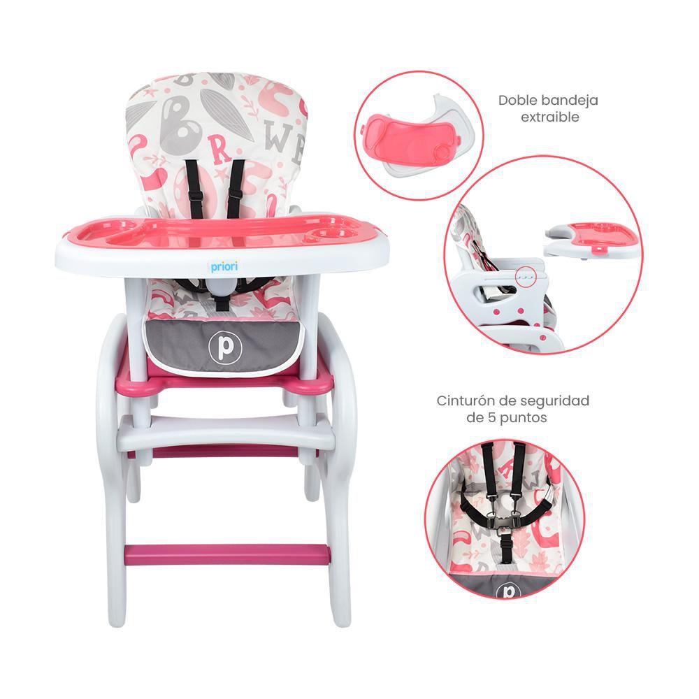 Silla Comedor Bebé 2 En 1 Pcm10 Abc Rosa Priori PRIORI PCM10 ABC ROSA img #3