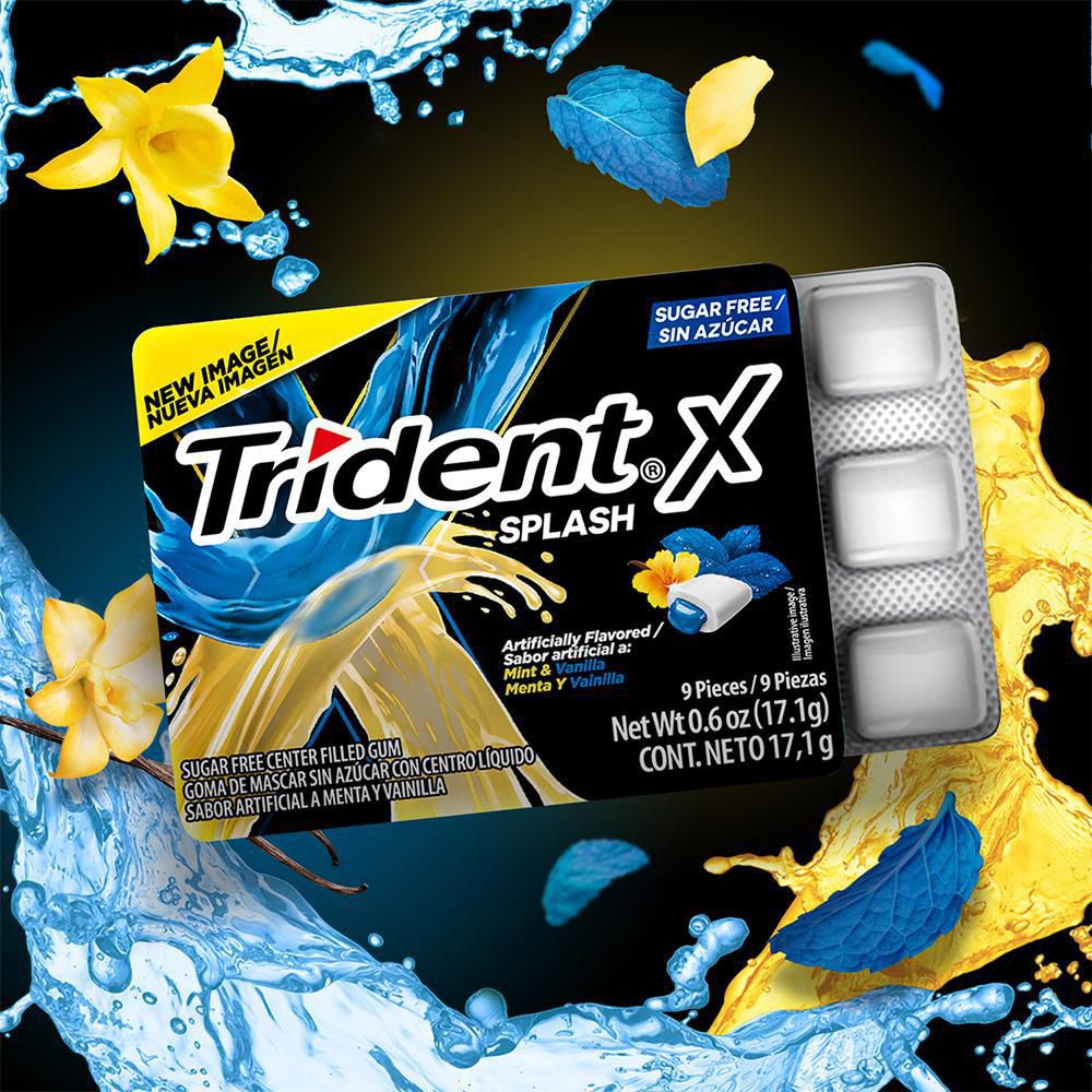 Chicle Splash TRIDENT Sin Azúcar Menta Vainilla x9und (17.1  gr) img #2