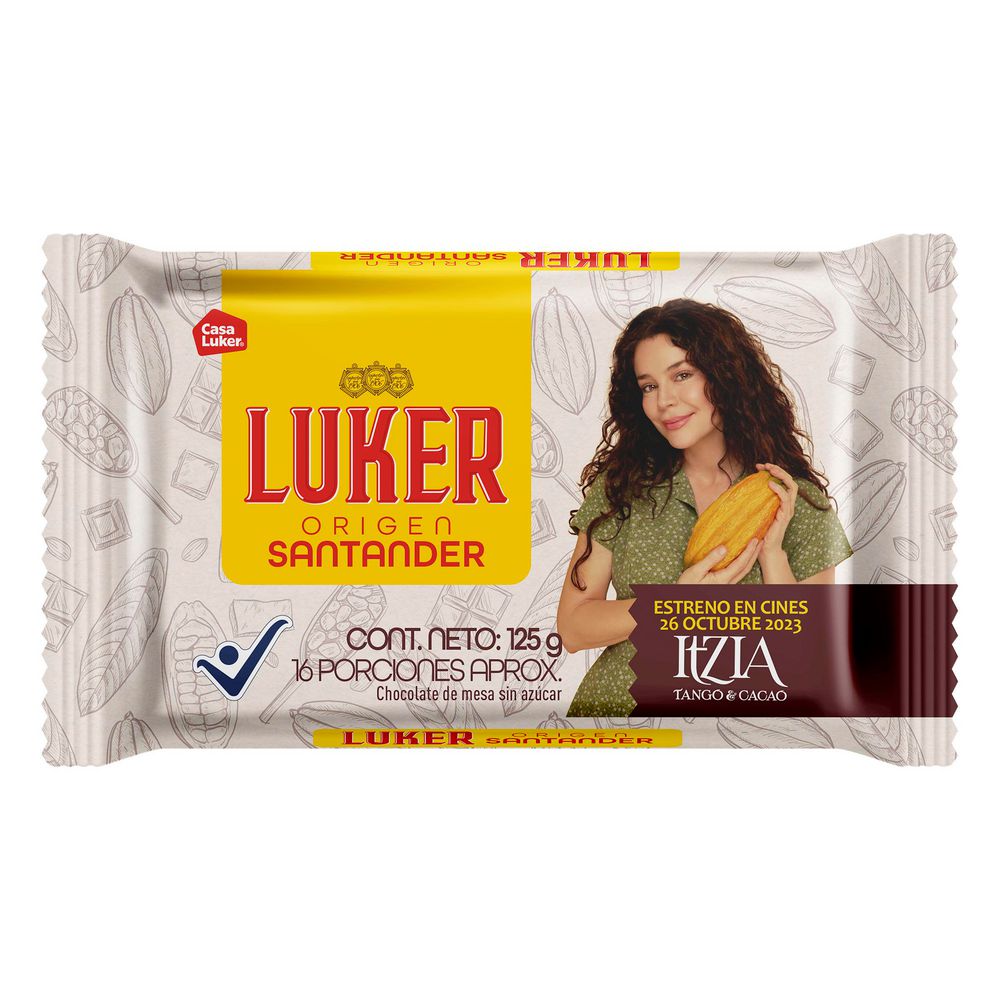 Chocolate LUKER MESA SIN AZUCAR ORIGEN SANTAND (125  gr) img #1