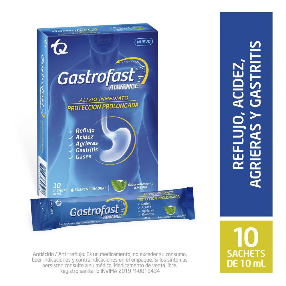 Suspensión oral GASTROFAST para acidez y reflujo x10und (100  ml) img #1