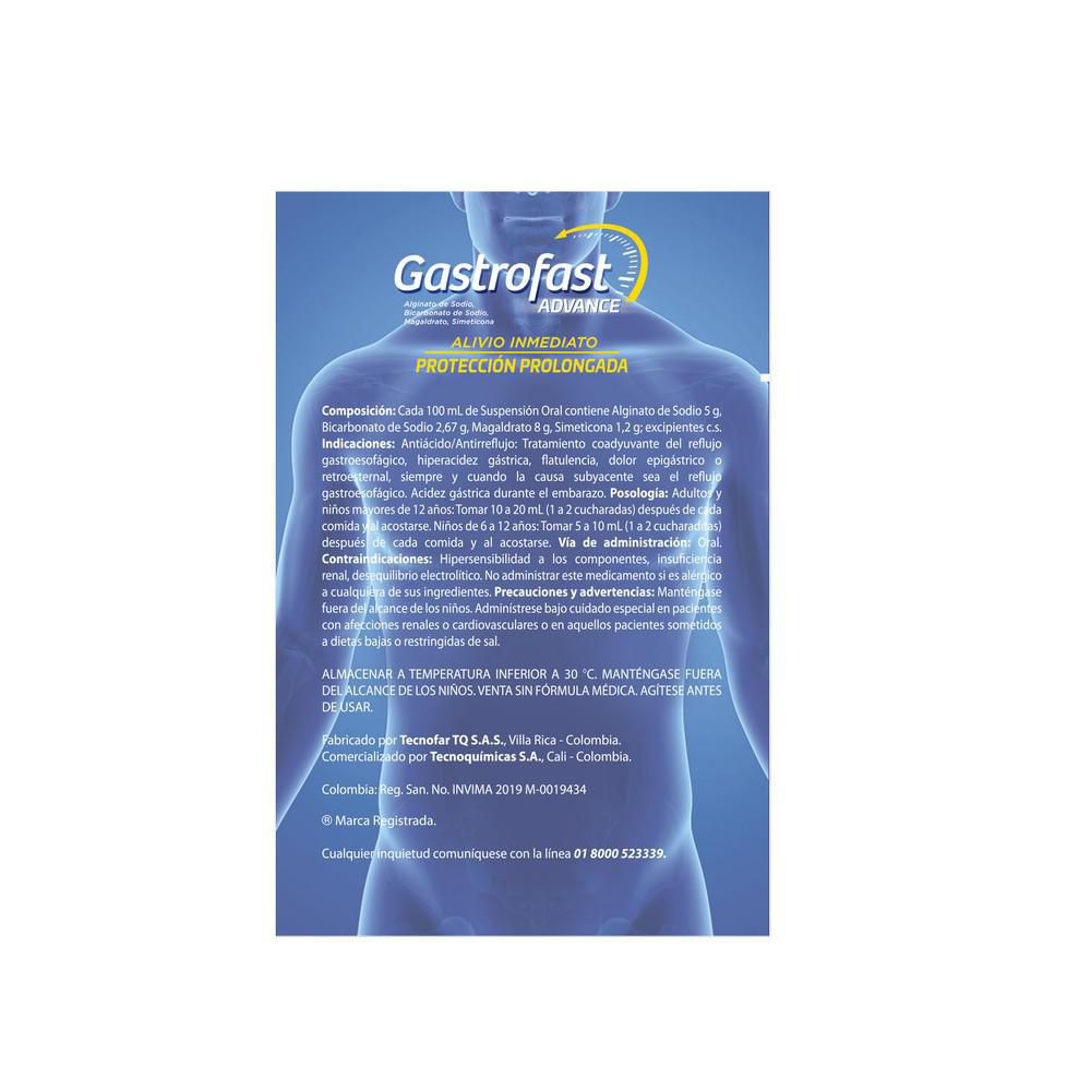 Suspensión oral GASTROFAST para acidez y reflujo x10und (100  ml) img #3