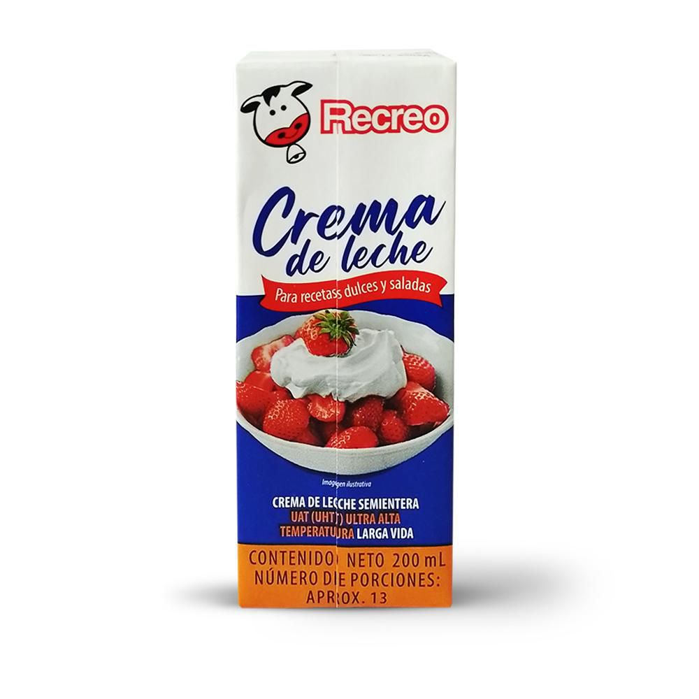 Crema RECREO Leche Semientera larga vida (200  ml) img #1