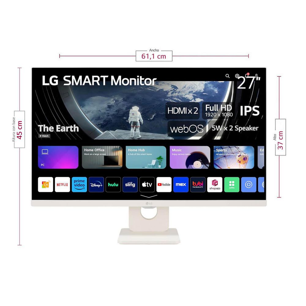 Monitor LG Smart 27 pulgadas IPS 27SR50FW  Blanco img #3
