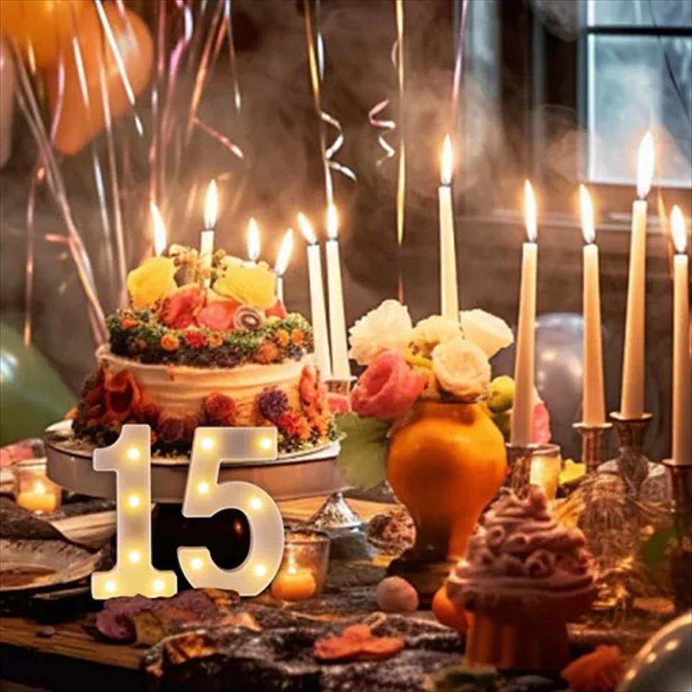 Número 15 Con Luz Led Y Estilo Decora Tu Cumpleaños 16Cm img #3