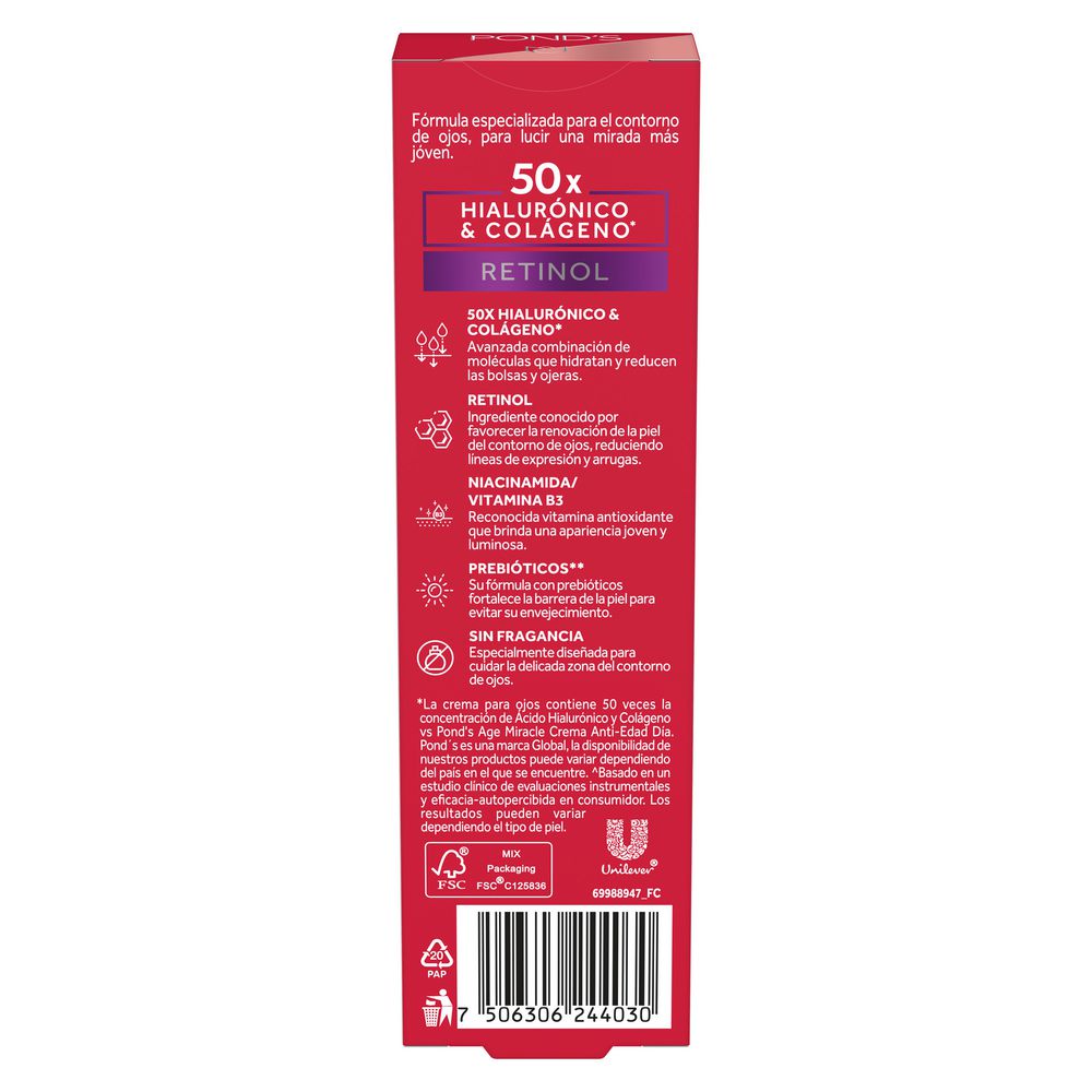 Contorno de Ojos PONDS Age Miracle Efecto Filler (15  ml) img #3