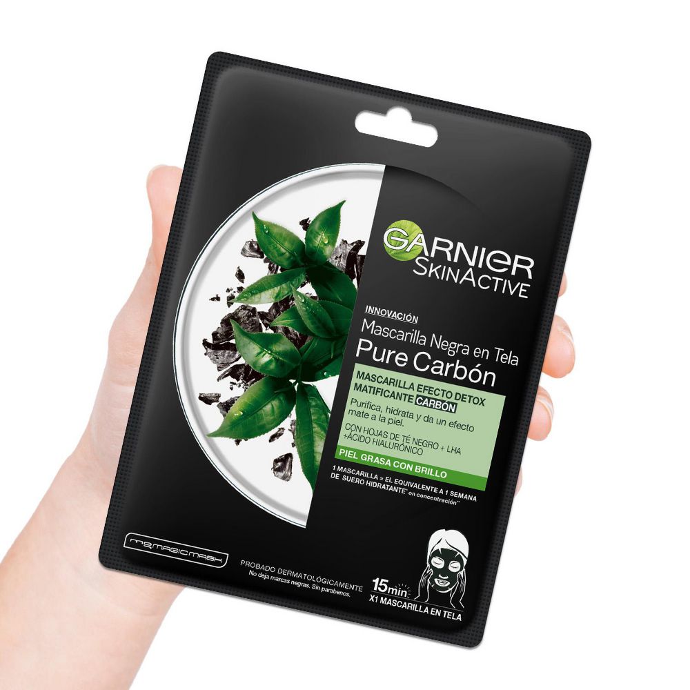 Mascarilla facial GARNIER SKIN ACTIVE En tela detox carbón (36  gr) img #4