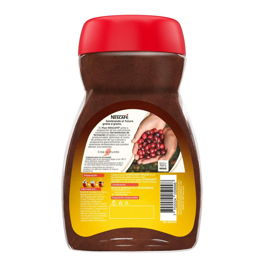 Café Nescafé DOLCA Soluble frasco (85  gr) img #3