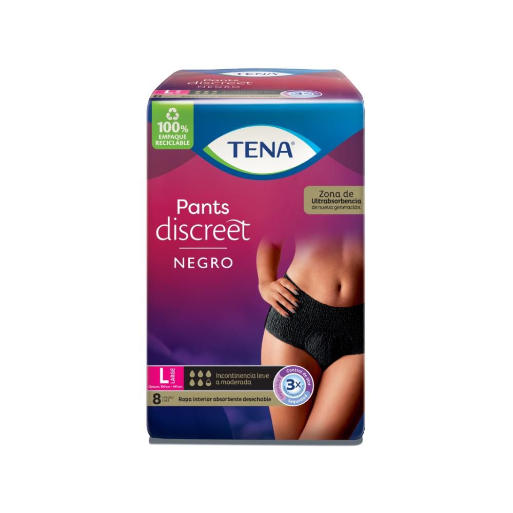 Ropa interior absorbente TENA pants discreet black talla L (8  und) img #1