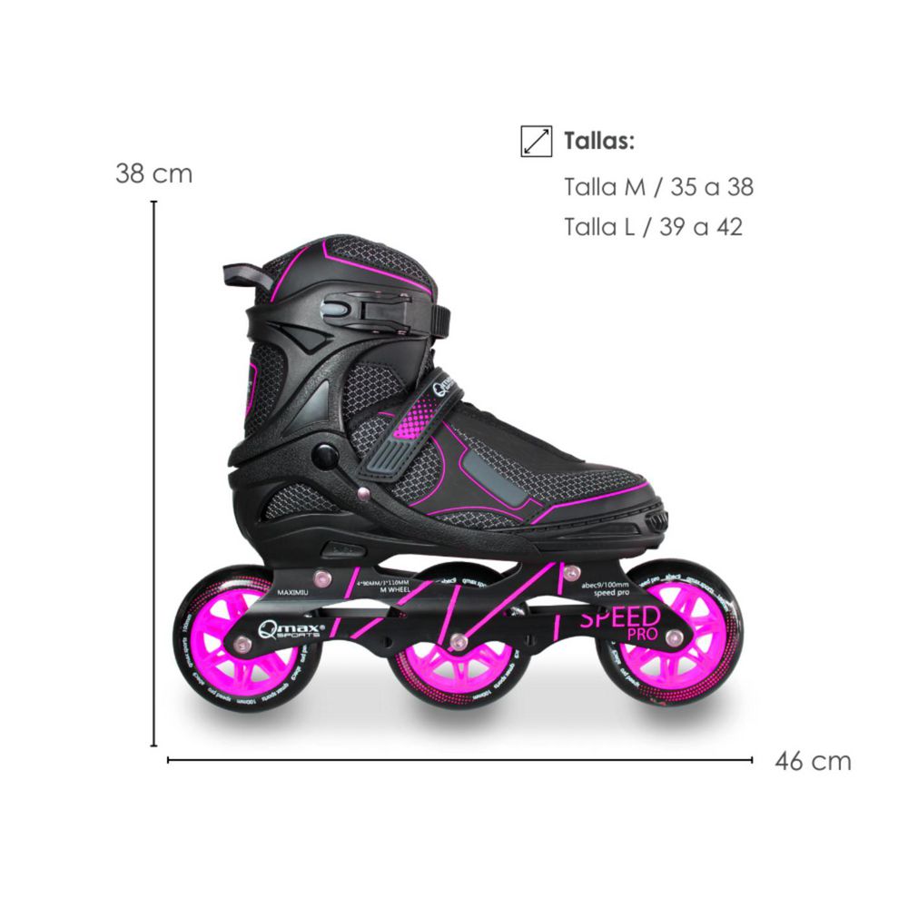 Patines Profesional Speed Pro Ajustab Talla M Rosa QMAX PW220PM img #5