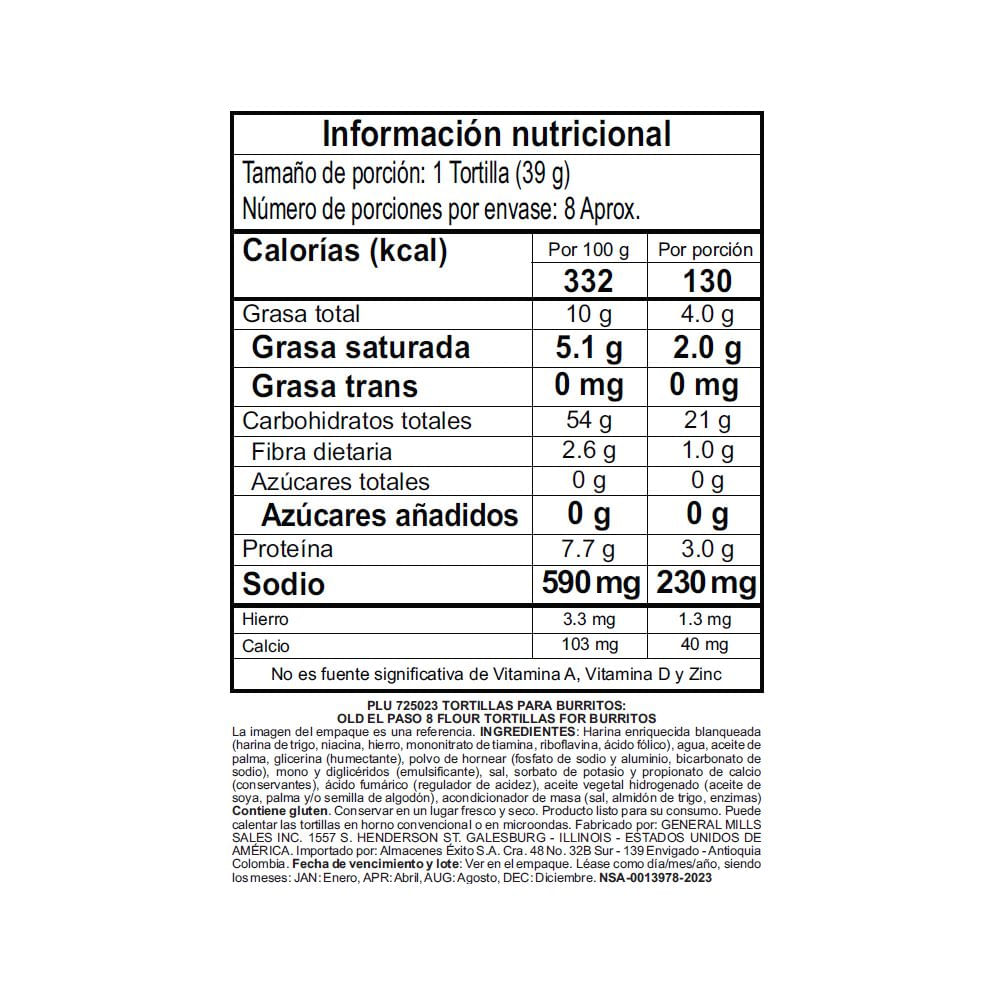 Tortillas OLD EL PASO MARCA EXCLUSIVA BLANDAS (311  gr) img #2