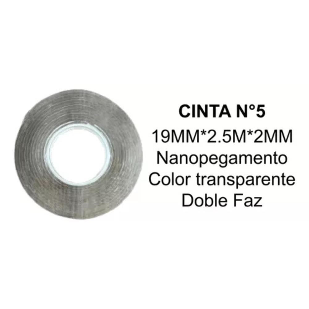 Cinta Adhesiva Doble Cara Lisa Transparente X 2,5Mtrs N°5 Pack X 5 img #4