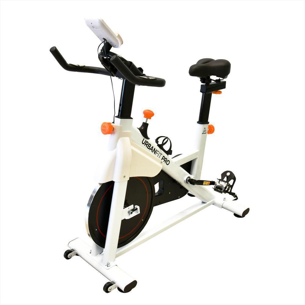 Bicicleta Estática Spinning Profesional Gimnasio 15Kg Monitor Blanco img #2