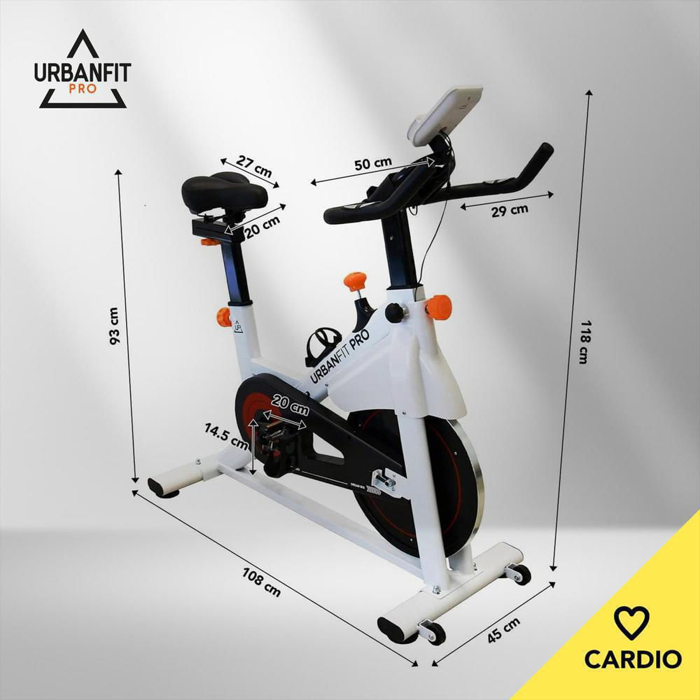 Bicicleta Estática Spinning Profesional Gimnasio 15Kg Monitor Blanco img #3