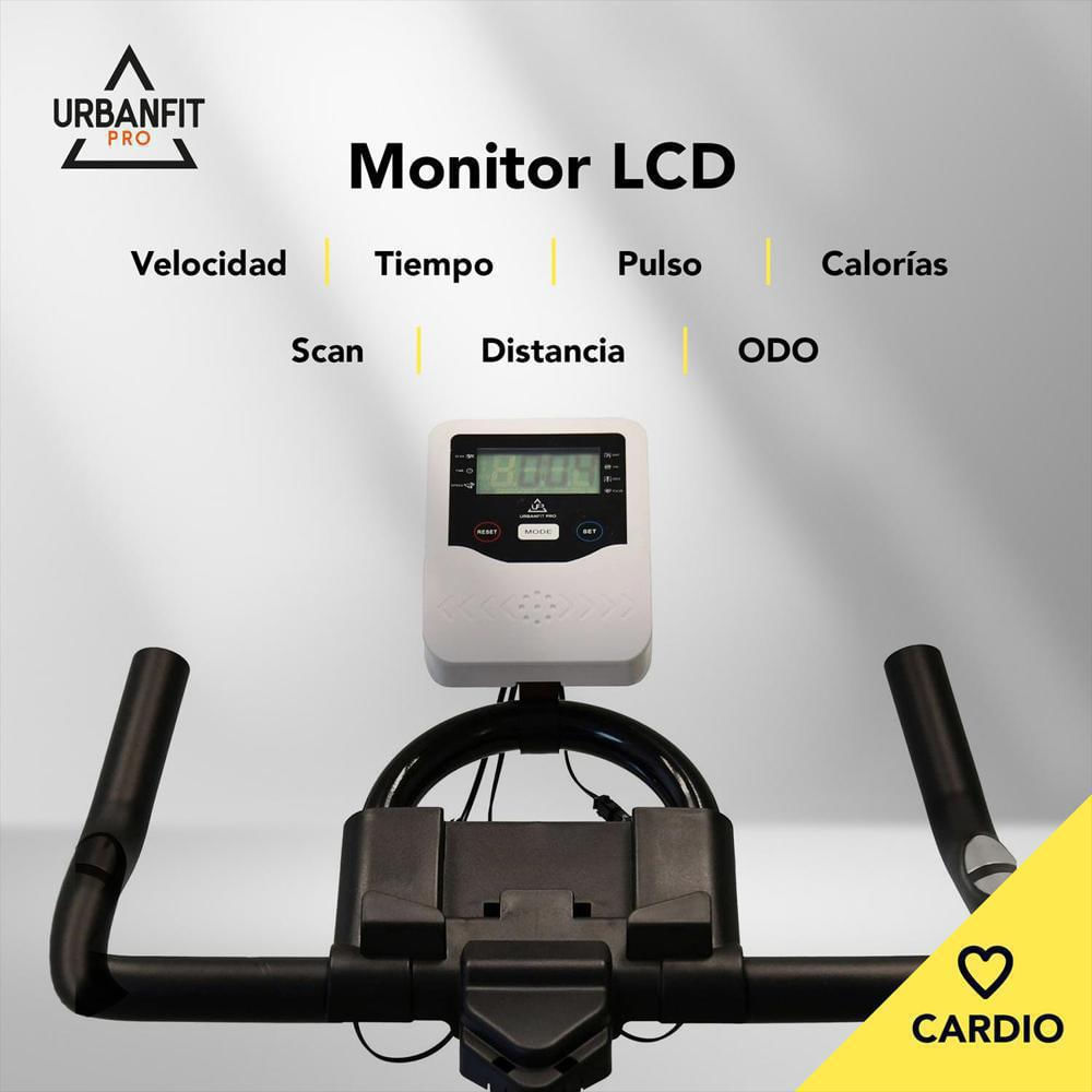 Bicicleta Estática Spinning Profesional Gimnasio 15Kg Monitor Blanco img #5